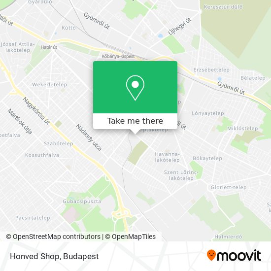 Honved Shop map