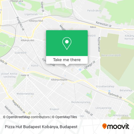 Pizza Hut Budapest Kobánya map