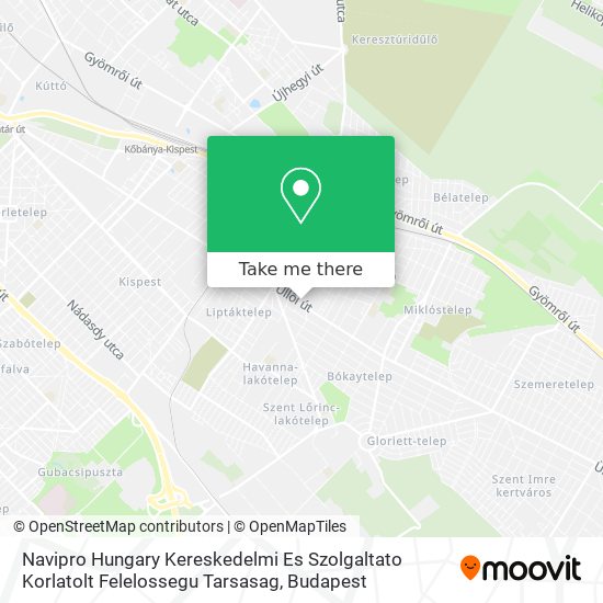 Navipro Hungary Kereskedelmi Es Szolgaltato Korlatolt Felelossegu Tarsasag map