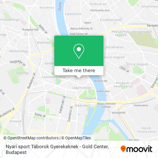 Nyári sport Táborok Gyerekeknek - Gold Center map