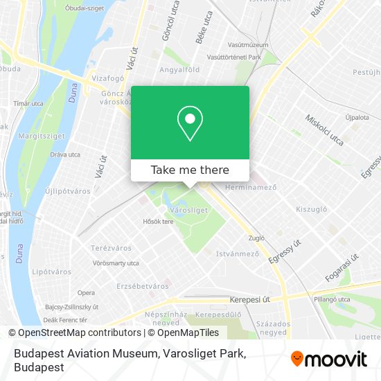 Budapest Aviation Museum, Varosliget Park map