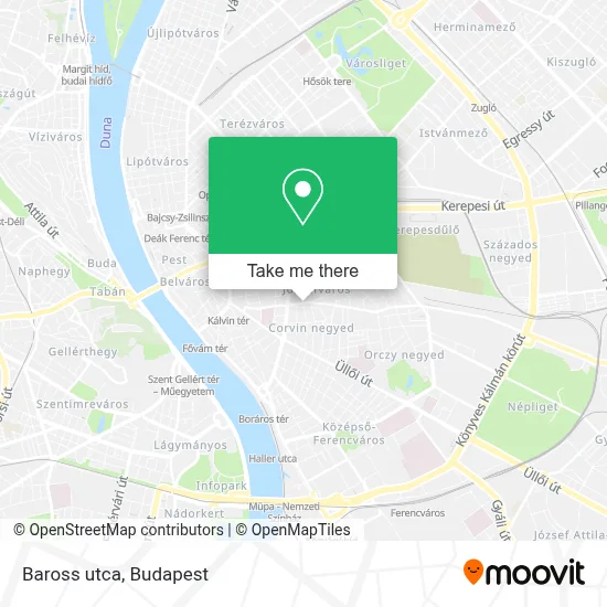 Baross utca map