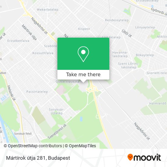 Mártírok útja 281 map