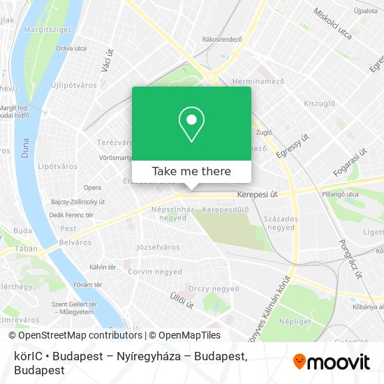 körIC • Budapest – Nyíregyháza – Budapest map