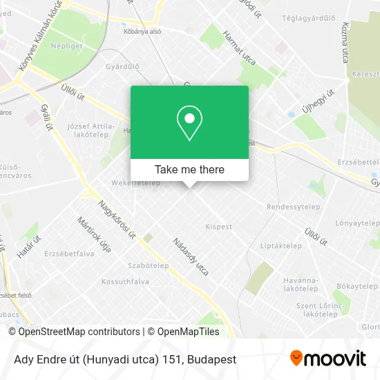 Ady Endre út (Hunyadi utca) 151 map