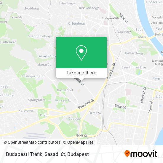 Budapesti Trafik, Sasadi út map
