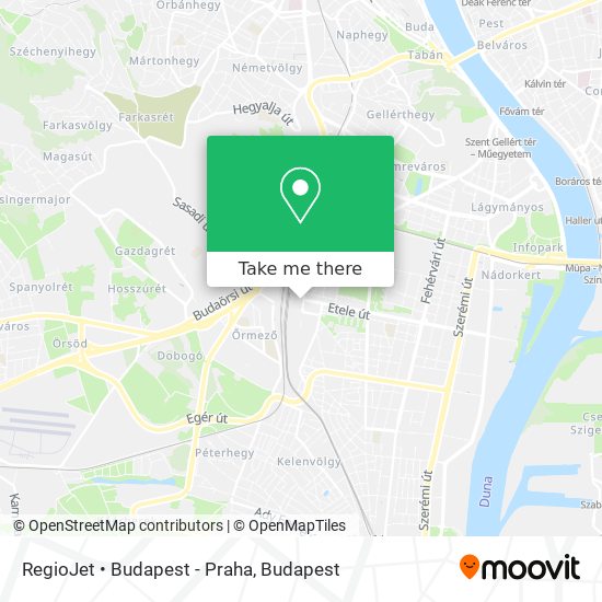 RegioJet • Budapest - Praha map