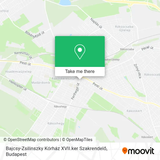 Bajcsy-Zsilinszky Kórház XVII.ker Szakrendelő map