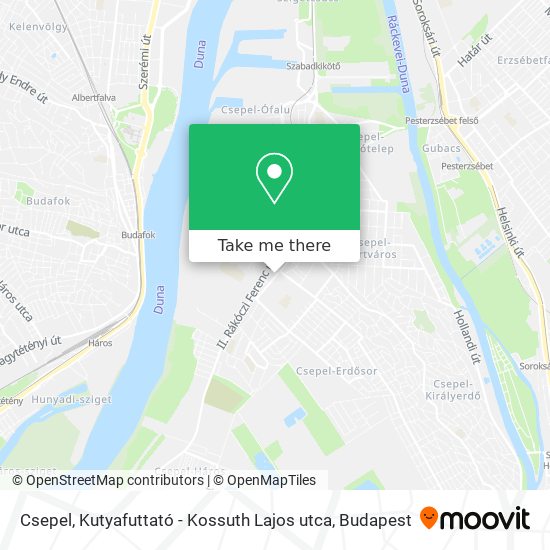 Csepel, Kutyafuttató - Kossuth Lajos utca map