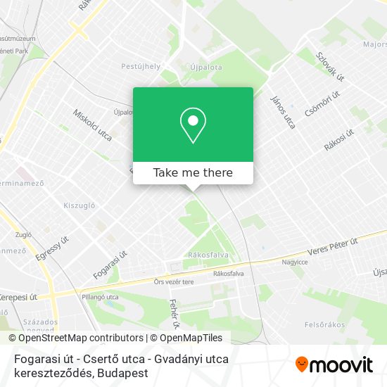 Fogarasi út - Csertő utca - Gvadányi utca kereszteződés map