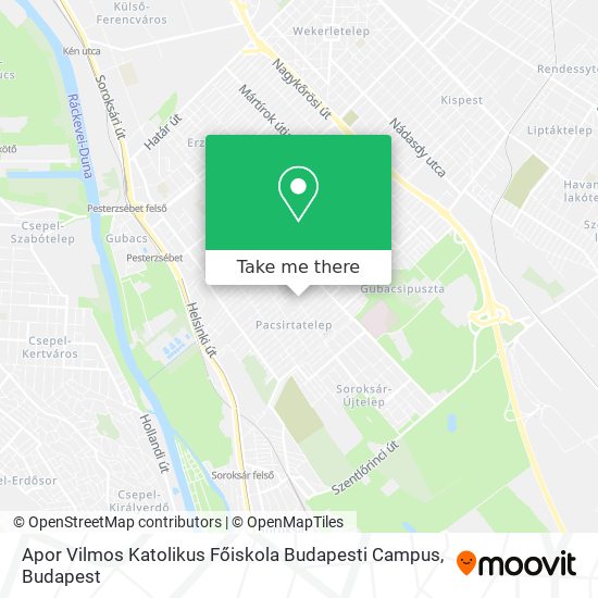 Apor Vilmos Katolikus Főiskola Budapesti Campus map
