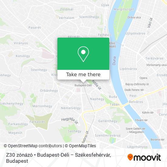 Z30 zónázó • Budapest-Déli – Székesfehérvár map