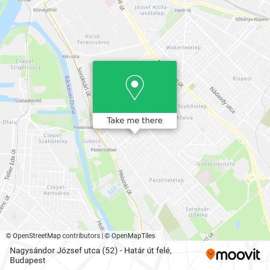 Nagysándor József utca (52) - Határ út felé map