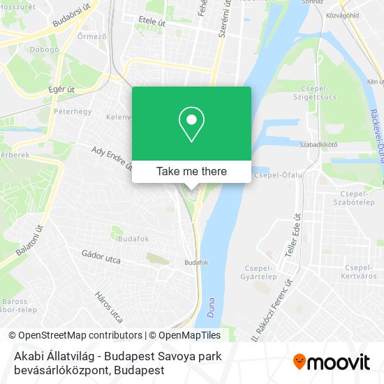 Akabi Állatvilág - Budapest Savoya park bevásárlóközpont map