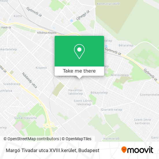 Margó Tivadar utca XVIII.kerület map
