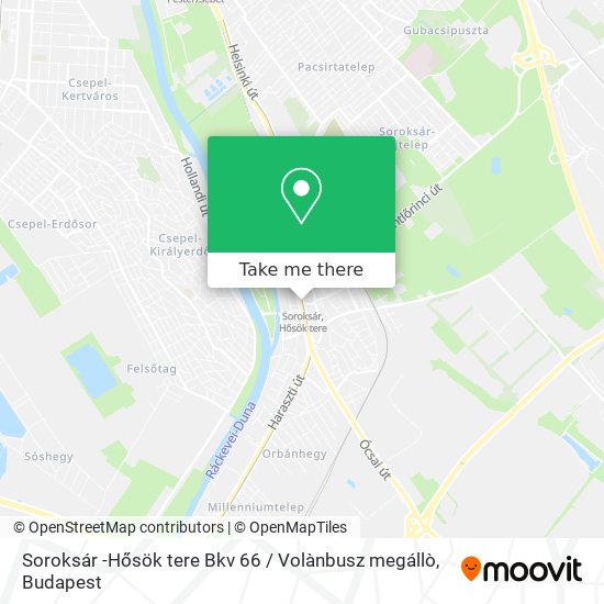 Soroksár -Hősök tere Bkv 66 / Volànbusz megállò map