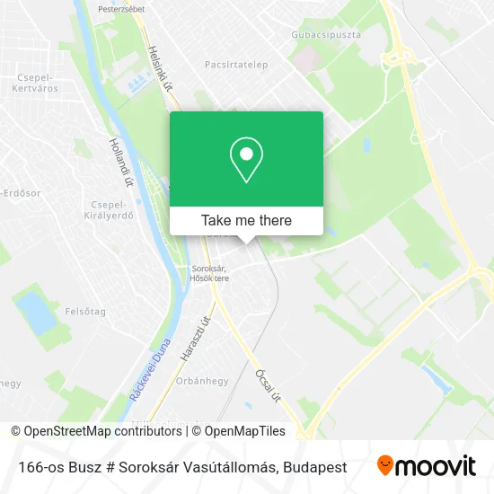 166-os Busz # Soroksár Vasútállomás map