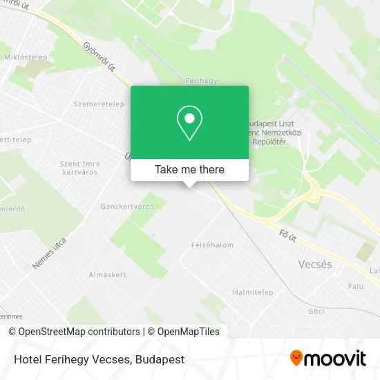 Hotel Ferihegy Vecses map