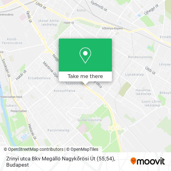 Zrinyi utca Bkv Megálló Nagykőrösi Út (55;54) map