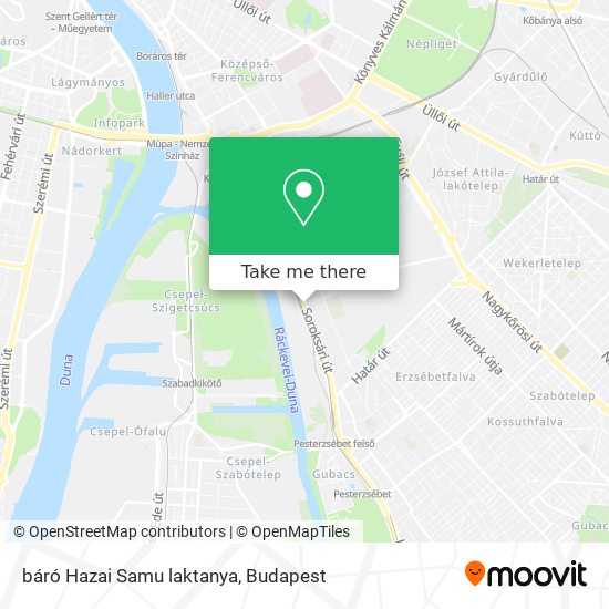 báró Hazai Samu laktanya map