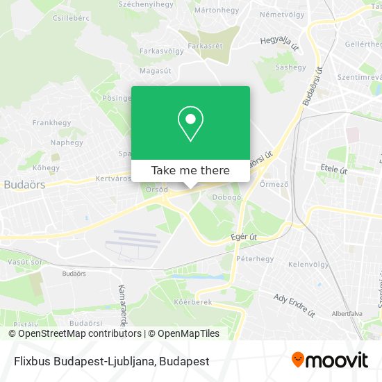 Flixbus Budapest-Ljubljana map