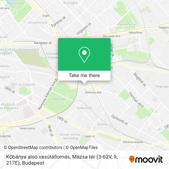 Kőbánya alsó vasútállomás, Mázsa tér (3-62V, 9, 217E) map