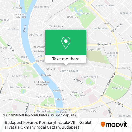 Budapest Főváros Kormányhivatala-VIII. Kerületi Hivatala-Okmányirodai Osztály map