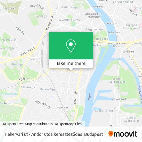 Fehérvári út - Andor utca kereszteződés map