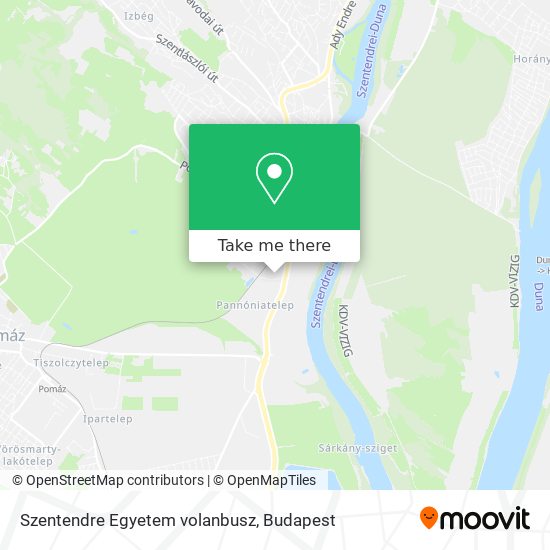 Szentendre Egyetem volanbusz map