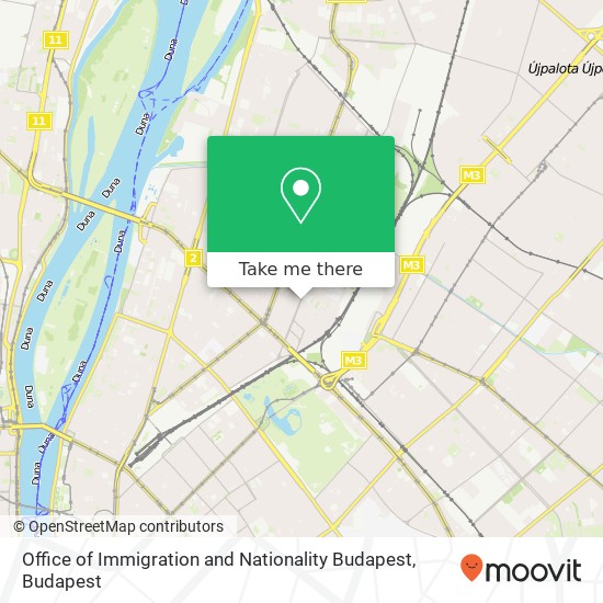Office of Immigration and Nationality Budapest map