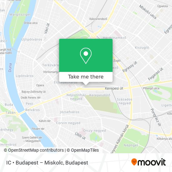 IC • Budapest – Miskolc map