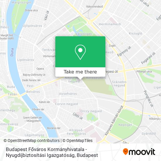 Budapest Főváros Kormányhivatala - Nyugdíjbiztosítási Igazgatóság map
