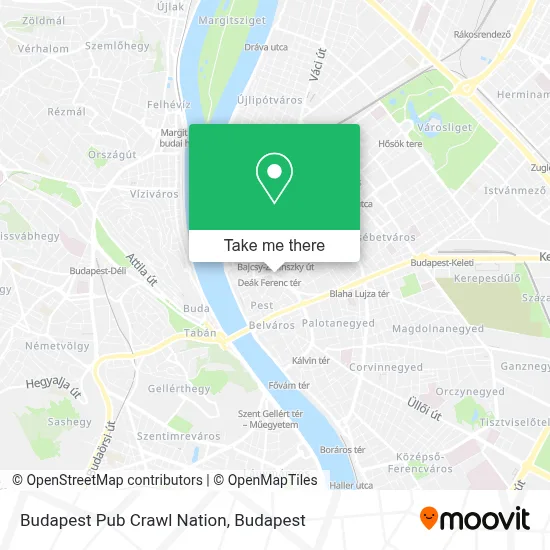 Budapest Pub Crawl Nation map