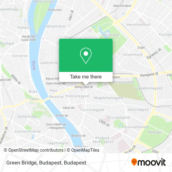Green Bridge, Budapest map