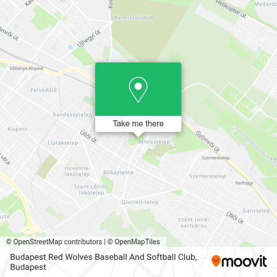 Budapest Red Wolves Baseball And Softball Club map