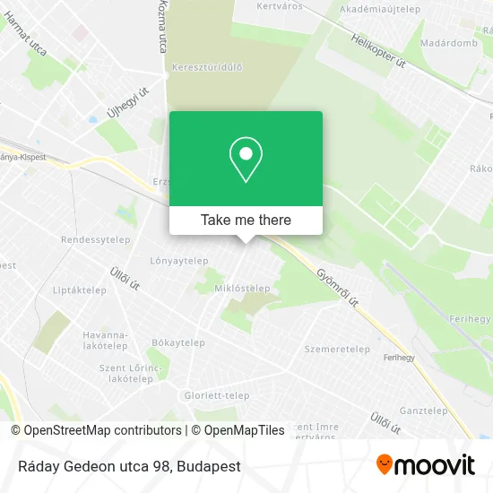 Ráday Gedeon utca 98 map