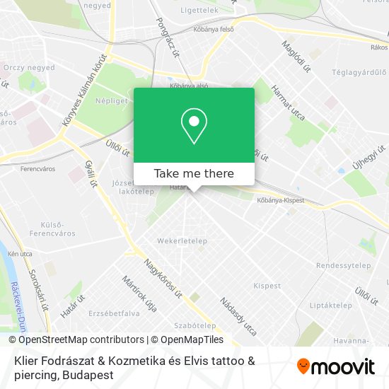 Klier Fodrászat & Kozmetika és Elvis tattoo & piercing map