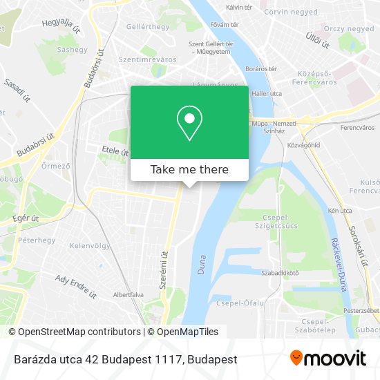 Barázda utca 42 Budapest 1117 map