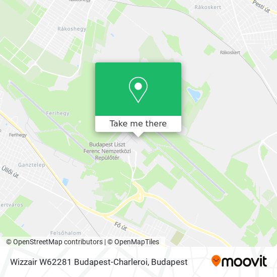 Wizzair W62281 Budapest-Charleroi map