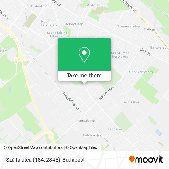 Szálfa utca (184, 284E) map