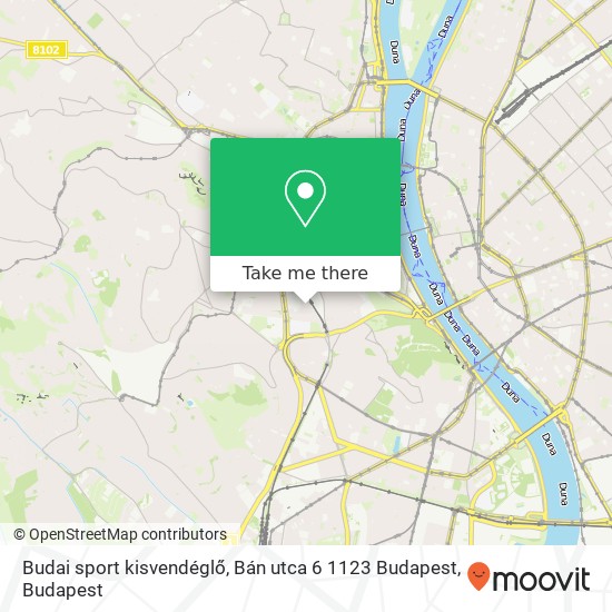 Budai sport kisvendéglő, Bán utca 6 1123 Budapest map