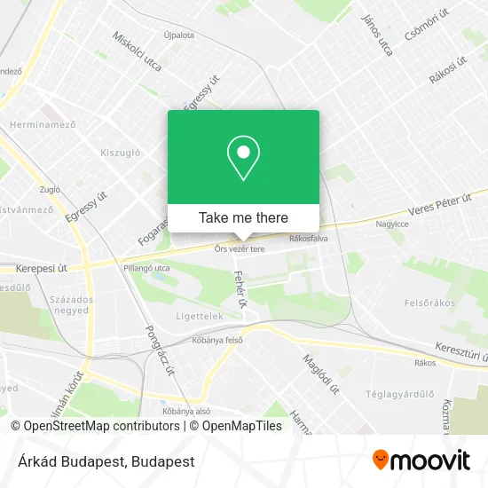 Árkád Budapest map