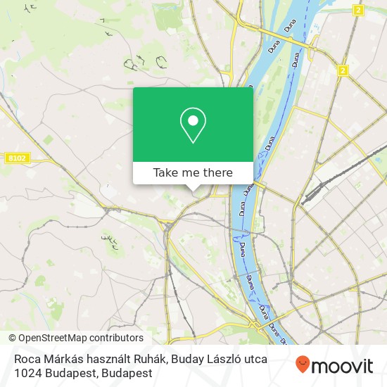 Roca Márkás használt Ruhák, Buday László utca 1024 Budapest map