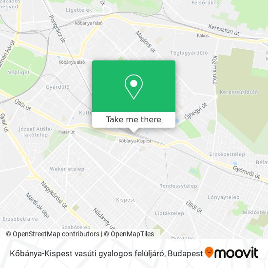 Kőbánya-Kispest vasúti gyalogos felüljáró map