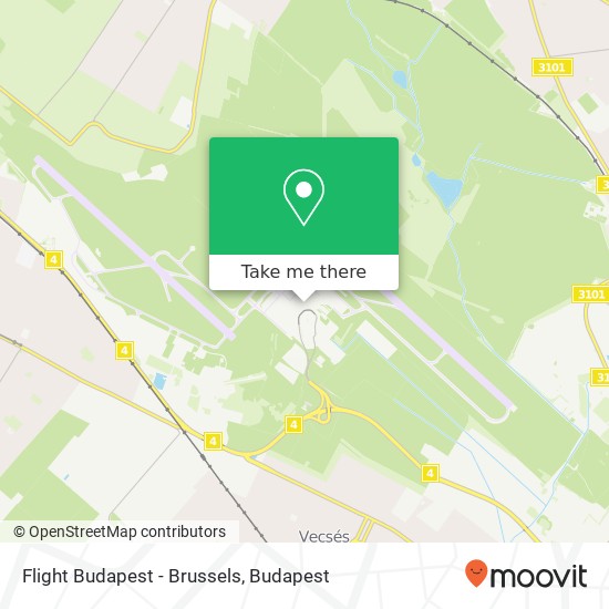 Flight Budapest - Brussels map