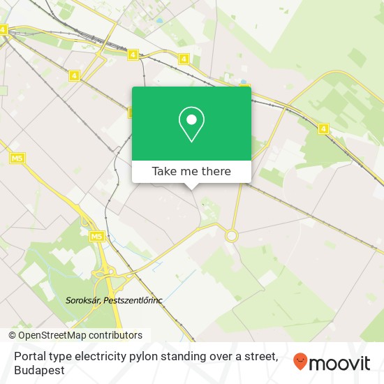 Portal type electricity pylon standing over a street map