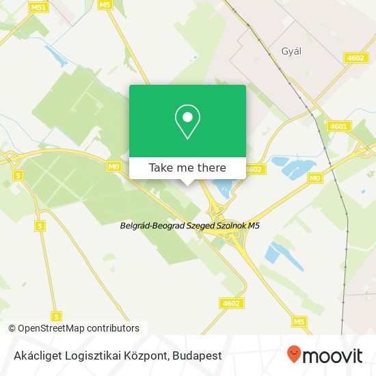 Akácliget Logisztikai Központ map