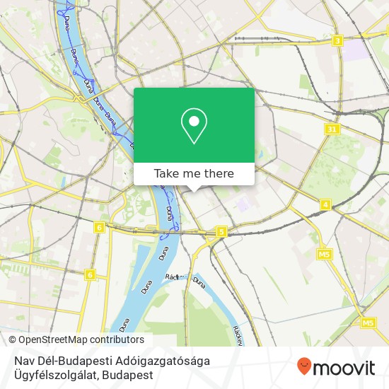 Nav Dél-Budapesti Adóigazgatósága Ügyfélszolgálat map