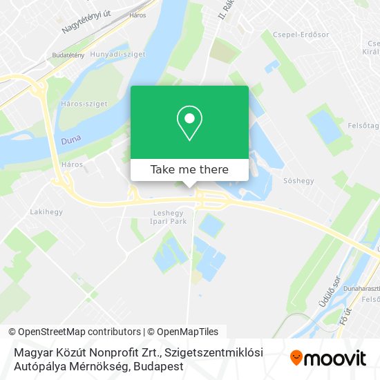 Magyar Közút Nonprofit Zrt., Szigetszentmiklósi Autópálya Mérnökség map
