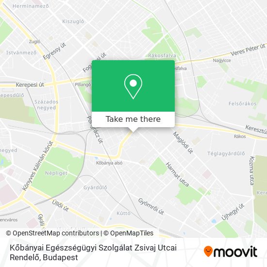 Kőbányai Egészségügyi Szolgálat Zsivaj Utcai Rendelő map
